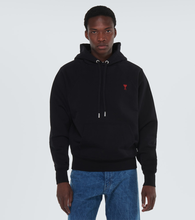 Ami Alexandre Mattiussi Hoodie Sweatshirt With Red Ami De Coeur Patch In Black
