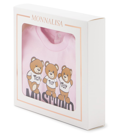 Shop Moschino Baby Teddy Bear Cotton Jersey Dress In Pink