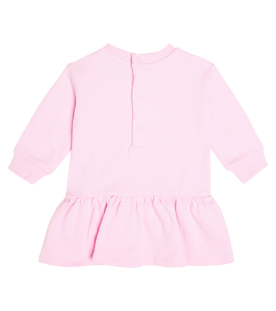 Shop Moschino Baby Teddy Bear Cotton Jersey Dress In Pink