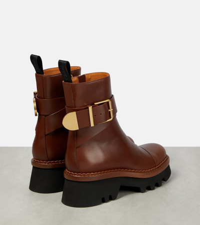 Shop Chloé Owena Leather Ankle Boots In Brown