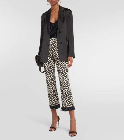 's Max Mara Geometric-pattern Print Cropped Trousers In Black