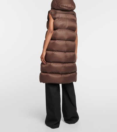 Rick Owens Quilted Down Coat In Brown