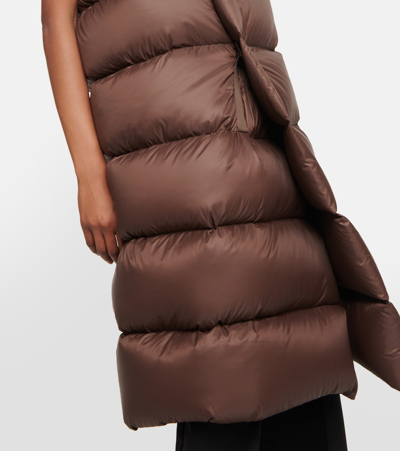 Rick Owens Quilted Down Coat In Brown