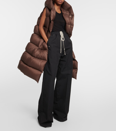 Rick Owens Quilted Down Coat In Brown