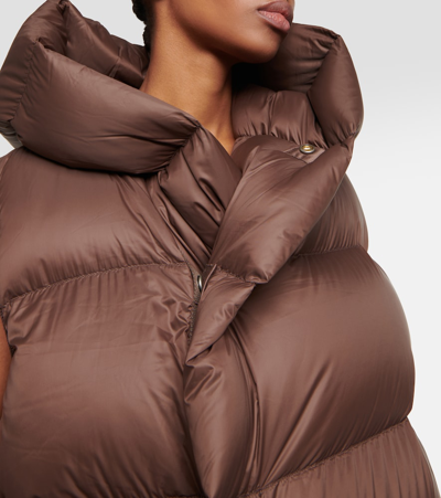 Rick Owens Quilted Down Coat In Brown