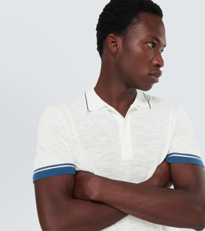 Shop Orlebar Brown Maranon Cotton And Linen-blend Polo Shirt In White