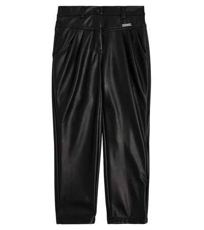 Shop Monnalisa Faux Leather Pants In Black