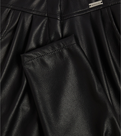Shop Monnalisa Faux Leather Pants In Black