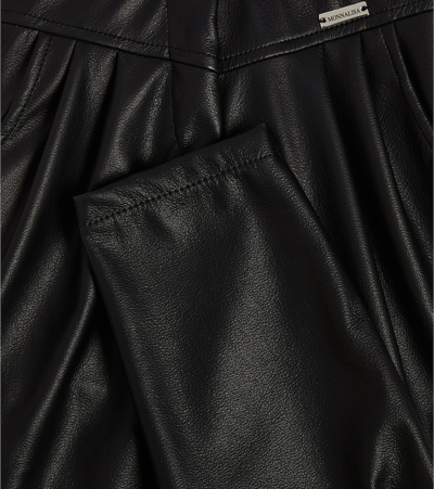 Monnalisa Faux Leather Pants In Black