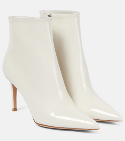 Shop Gianvito Rossi Patent Leather Ankle Boots In White