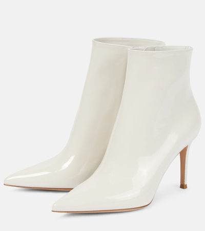 Shop Gianvito Rossi Patent Leather Ankle Boots In White