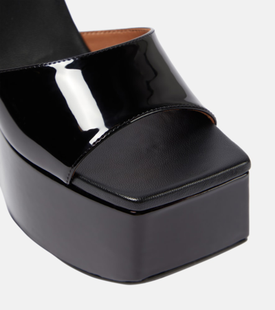 Alaïa Color Patent Wedge Platform Sandals In Black