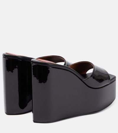 Shop Alaïa Patent Leather Platform Wedge Mules In Black