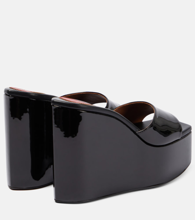 Alaïa Color Patent Wedge Platform Sandals In Black