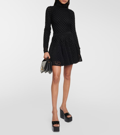 Alaïa Color Patent Wedge Platform Sandals In Black
