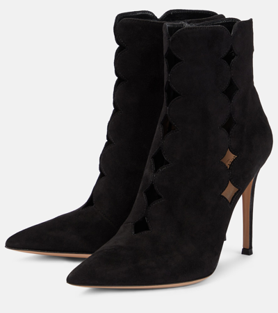 Shop Gianvito Rossi Suede Ankle Boots In Black