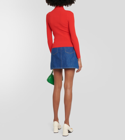 Shop Gucci Ribbed-knit Polo Sweater In Red