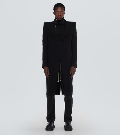 Shop Rick Owens Fogpocket Neue Virgin Wool Coat In Black