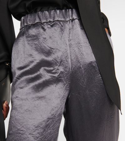 Max Mara Acanto Satin Wide Pants In Grey
