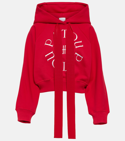Shop Patou Medallion Cotton Jersey Hoodie In Red