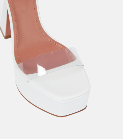 Shop Amina Muaddi Sita Leather And Pvc Platform Sandals In White