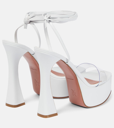 Shop Amina Muaddi Sita Leather And Pvc Platform Sandals In White