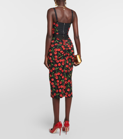 Shop Dolce & Gabbana Cherry Pencil Skirt In Black