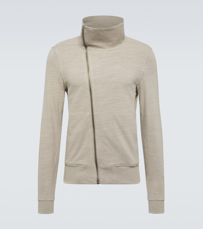 Shop Rick Owens Asymmetric Cotton Sweatshirt Jersey In Beige