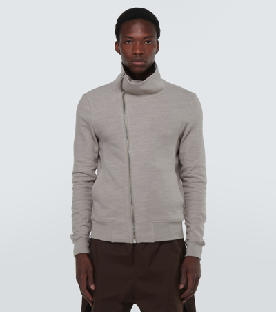 Rick Owens Asymmetric Cotton Sweatshirt Jersey In Beige