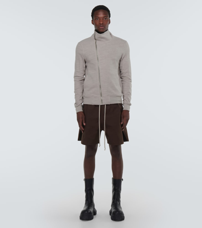 Rick Owens Asymmetric Cotton Sweatshirt Jersey In Beige