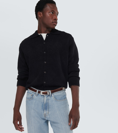Our Legacy Fine Knit Polo Sweater In Black