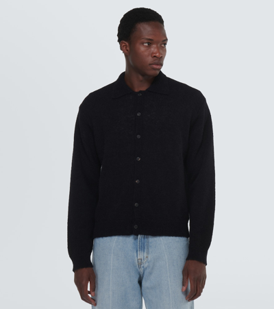 Our Legacy Fine Knit Polo Sweater In Black