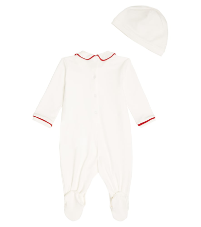 Monnalisa Baby Snoopy Cotton Onesie, Beanie, And Cushion Cover Set In White