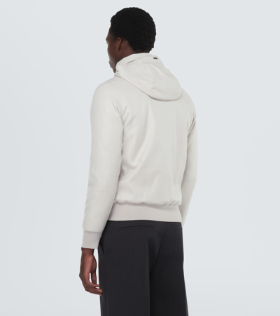 Shop Herno Silk And Cashmere Hooded Jacket In Beige