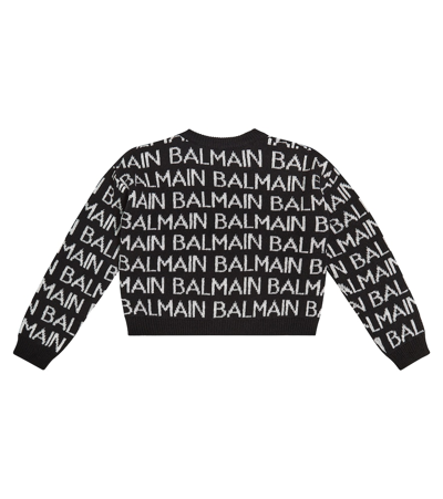 Balmain Logo Intarsia Wool-blend Sweater In Black
