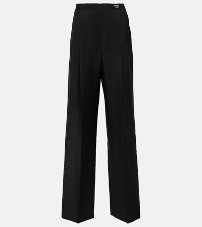 Prada Mohair And Wool Wide-leg Pants In Black