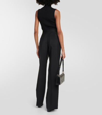 Prada Mohair And Wool Wide-leg Pants In Black