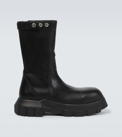 Shop Rick Owens Tractor Leather Ankle Boots In Black
