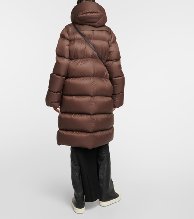 Shop Rick Owens Quilted Hooded Down Coat In Brown