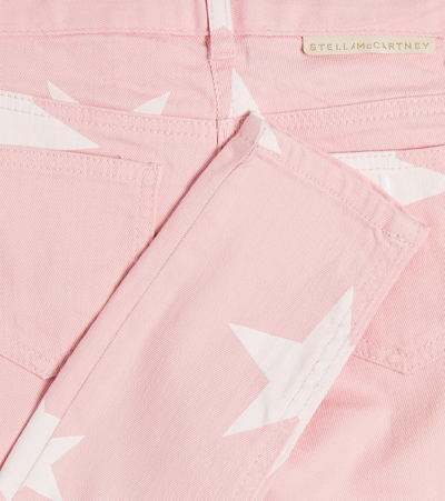 Stella Mccartney Girl Bleached Stars Denim Skinny Pants In Pink