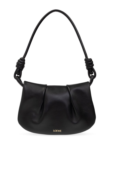 Shop Loewe Paseo Knot Detailed Shoulder Bag In Black