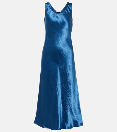 Shop Max Mara Talete Satin Midi Slip Dress In Blue