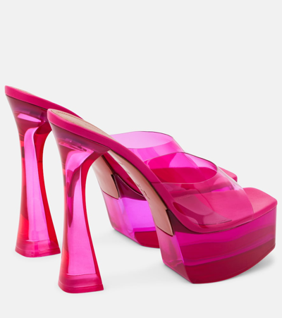 Shop Amina Muaddi Dalida Glass Pvc Platform Mules In Pink