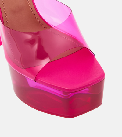 Shop Amina Muaddi Dalida Glass Pvc Platform Mules In Pink