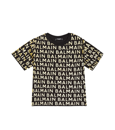 Shop Balmain Logo Cotton Jersey T-shirt In Black