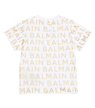 Shop Balmain Baby Logo Cotton Jersey T-shirt In White