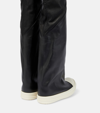 Shop Rick Owens Oblique Leather Over-the-knee Boots In Black