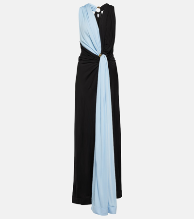 Shop Bottega Veneta Draped Jersey Maxi Dress In Black