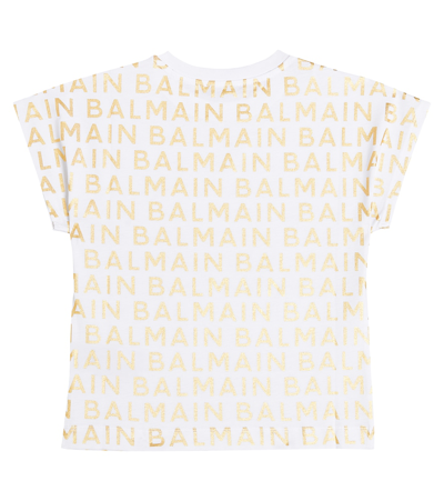 Shop Balmain Logo Cotton Jersey T-shirt In White