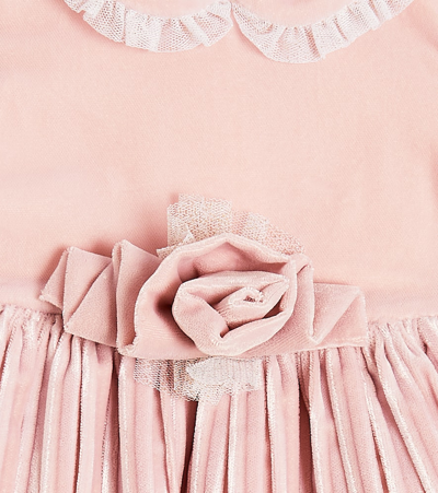 Shop Monnalisa Baby Velvet And Tulle Dress In Pink